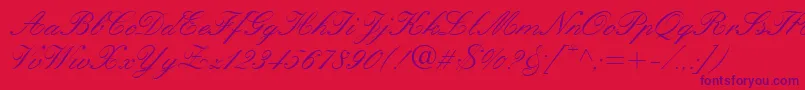 フォントQuillScriptSsi – 赤い背景に紫のフォント