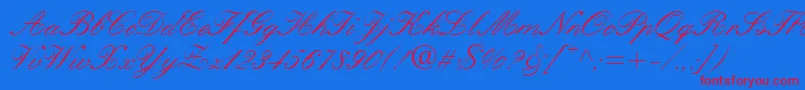 QuillScriptSsi Font – Red Fonts on Blue Background