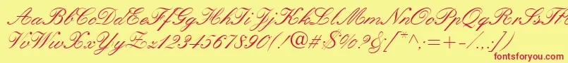 フォントQuillScriptSsi – 赤い文字の黄色い背景