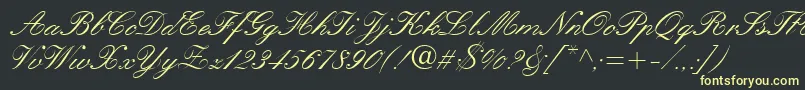 QuillScriptSsi-fontti – keltaiset fontit mustalla taustalla
