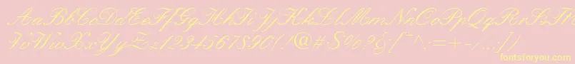 QuillScriptSsi-Schriftart – Gelbe Schriften auf rosa Hintergrund