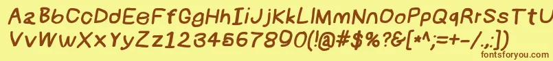 Numbbunnybkita Font – Brown Fonts on Yellow Background