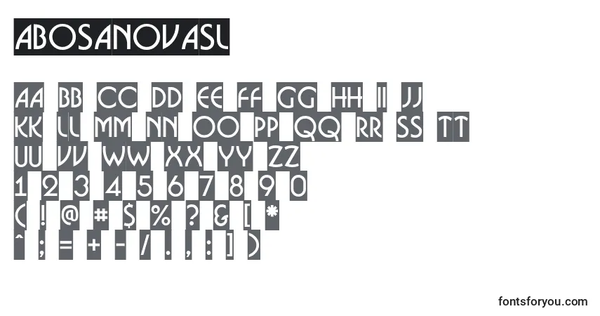 A fonte ABosanovasl – alfabeto, números, caracteres especiais