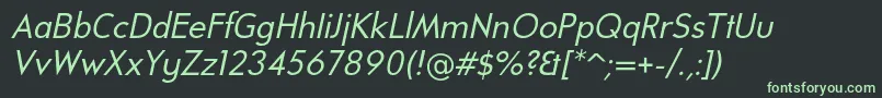 UniversalisadfstdItalic-fontti – vihreät fontit mustalla taustalla
