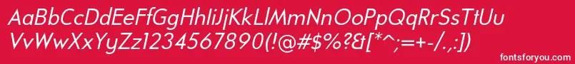 UniversalisadfstdItalic Font – White Fonts on Red Background