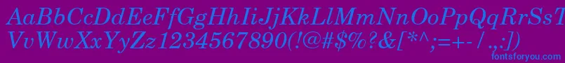 NewCenturySchoolbookCeItalic Font – Blue Fonts on Purple Background