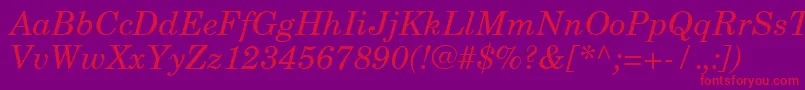 NewCenturySchoolbookCeItalic Font – Red Fonts on Purple Background