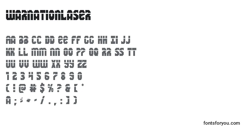 Warnationlaser-fontti – aakkoset, numerot, erikoismerkit