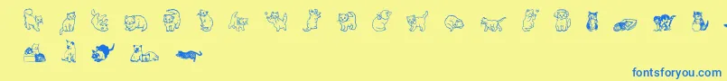 Wwkutekats-fontti – siniset fontit keltaisella taustalla