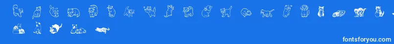 Wwkutekats-Schriftart – Weiße Schriften auf blauem Hintergrund