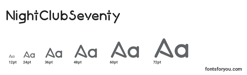 NightClubSeventy Font Sizes