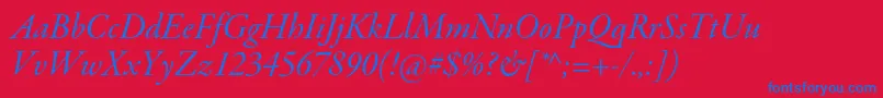 GaramondpremrproItsubh Font – Blue Fonts on Red Background