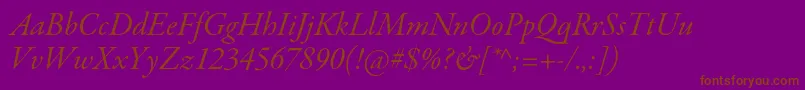 GaramondpremrproItsubh Font – Brown Fonts on Purple Background