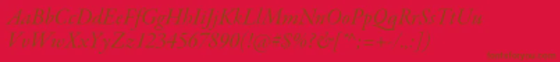 GaramondpremrproItsubh-fontti – ruskeat fontit punaisella taustalla