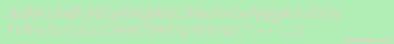 GaramondpremrproItsubh-Schriftart – Rosa Schriften auf grünem Hintergrund