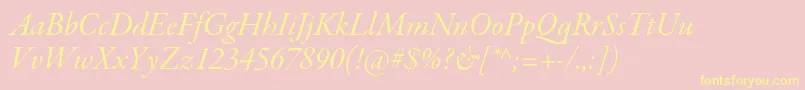 GaramondpremrproItsubh Font – Yellow Fonts on Pink Background