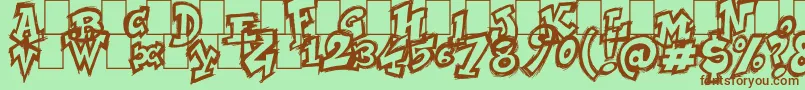 NycZone123-Schriftart – Braune Schriften auf grünem Hintergrund