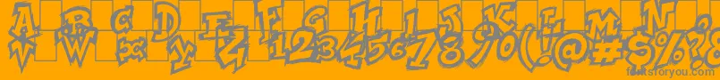 NycZone123-Schriftart – Graue Schriften auf orangefarbenem Hintergrund