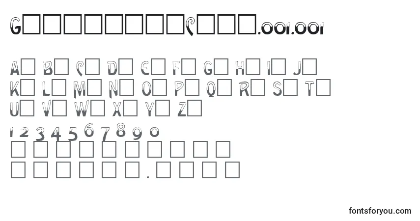 Czcionka GreencapsCaps.001.001 – alfabet, cyfry, specjalne znaki