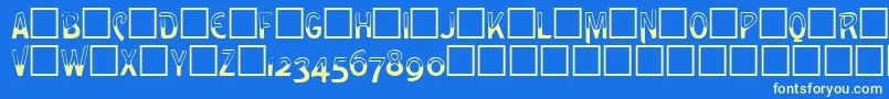 GreencapsCaps.001.001 Font – Yellow Fonts on Blue Background