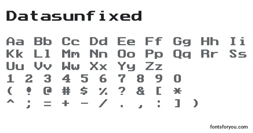 Schriftart Datasunfixed – Alphabet, Zahlen, spezielle Symbole