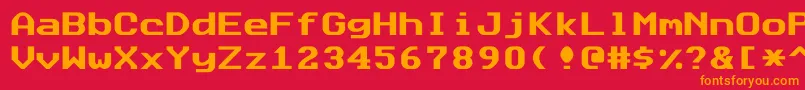 フォントDatasunfixed – 赤い背景にオレンジの文字