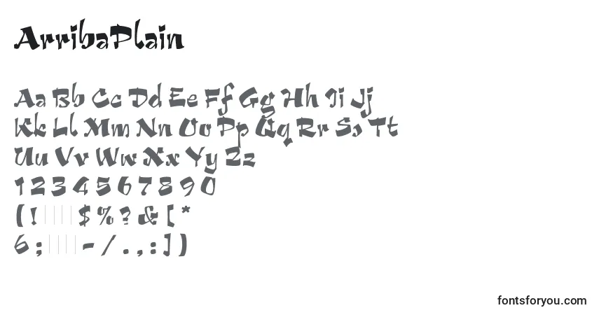 Schriftart ArribaPlain – Alphabet, Zahlen, spezielle Symbole
