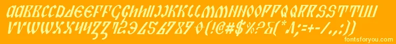 Piperci-Schriftart – Gelbe Schriften auf orangefarbenem Hintergrund