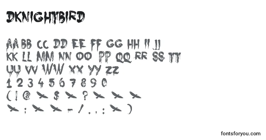 Schriftart DkNightbird – Alphabet, Zahlen, spezielle Symbole