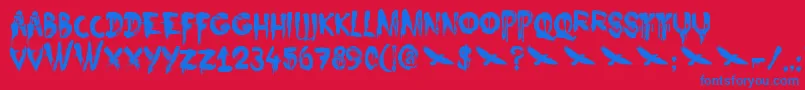 フォントDkNightbird – 赤い背景に青い文字