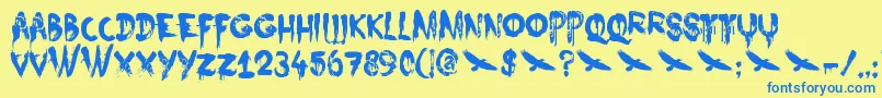 DkNightbird Font – Blue Fonts on Yellow Background