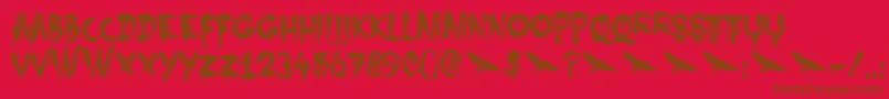 Weitere Informationen zur DkNightbird-Schriftart DkNightbird-Schriftart – Braune Schriften auf rotem Hintergrund