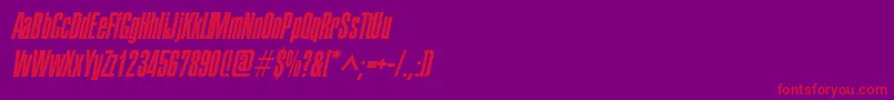 PledgeItalic-Schriftart – Rote Schriften auf violettem Hintergrund