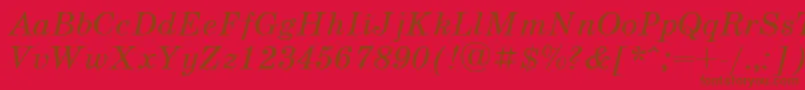 Fonte UkrainianschoolbookItalic – fontes marrons em um fundo vermelho