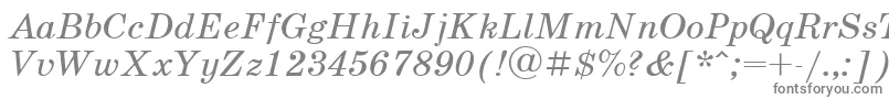 Fonte UkrainianschoolbookItalic – fontes cinzas em um fundo branco