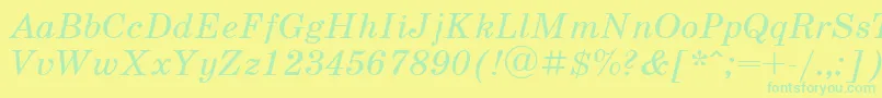 Czcionka UkrainianschoolbookItalic – zielone czcionki na żółtym tle