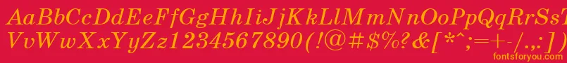 UkrainianschoolbookItalic-fontti – oranssit fontit punaisella taustalla