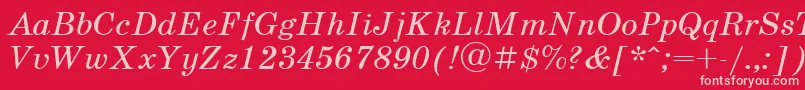 UkrainianschoolbookItalic-fontti – vaaleanpunaiset fontit punaisella taustalla
