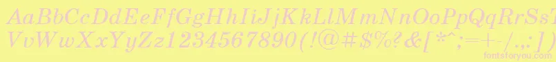 Fonte UkrainianschoolbookItalic – fontes rosa em um fundo amarelo