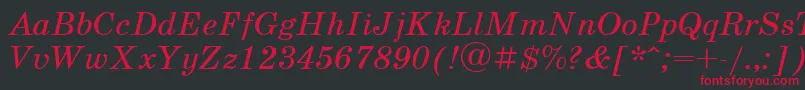 UkrainianschoolbookItalic-fontti – punaiset fontit mustalla taustalla