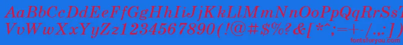 Police UkrainianschoolbookItalic – polices rouges sur fond bleu
