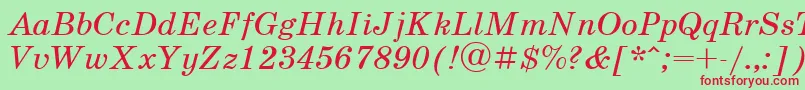 fuente UkrainianschoolbookItalic – Fuentes Rojas Sobre Fondo Verde