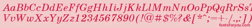 UkrainianschoolbookItalic-Schriftart – Rote Schriften auf rosa Hintergrund