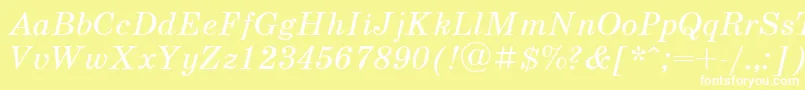 UkrainianschoolbookItalic Font – White Fonts on Yellow Background