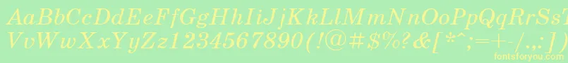 UkrainianschoolbookItalic-Schriftart – Gelbe Schriften auf grünem Hintergrund