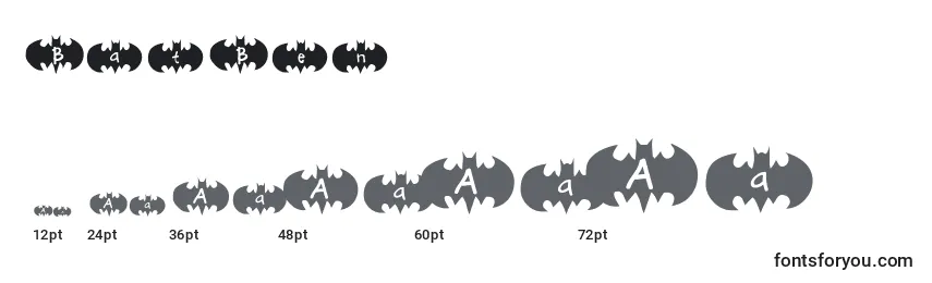 Größen der Schriftart BatBen