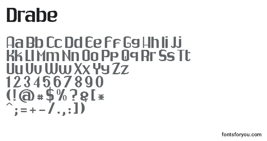 A fonte Drabe (64406) – alfabeto, números, caracteres especiais