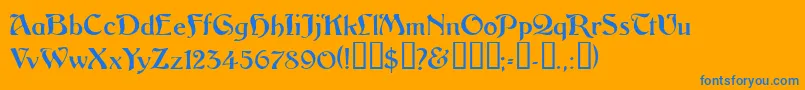 Vitoriossk-Schriftart – Blaue Schriften auf orangefarbenem Hintergrund