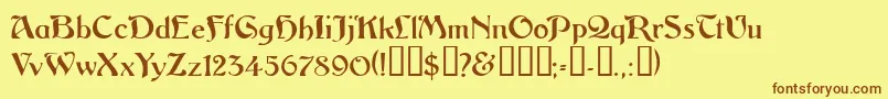 フォントVitoriossk – 茶色の文字が黄色の背景にあります。