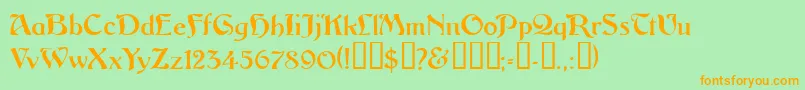 Vitoriossk-Schriftart – Orangefarbene Schriften auf grünem Hintergrund